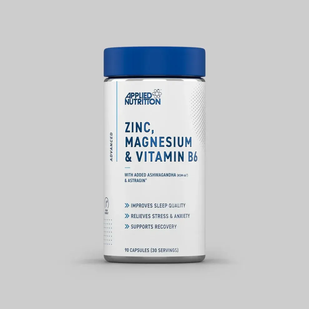 تغذية تطبيقية كبسولات زنك ومغنيسيوم وفيتامين B6 مع أشواغاندا (ZMA)
