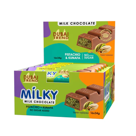 Snaq Fabriq Milky Chocolate Bars with Filling (فستق وكنافة)